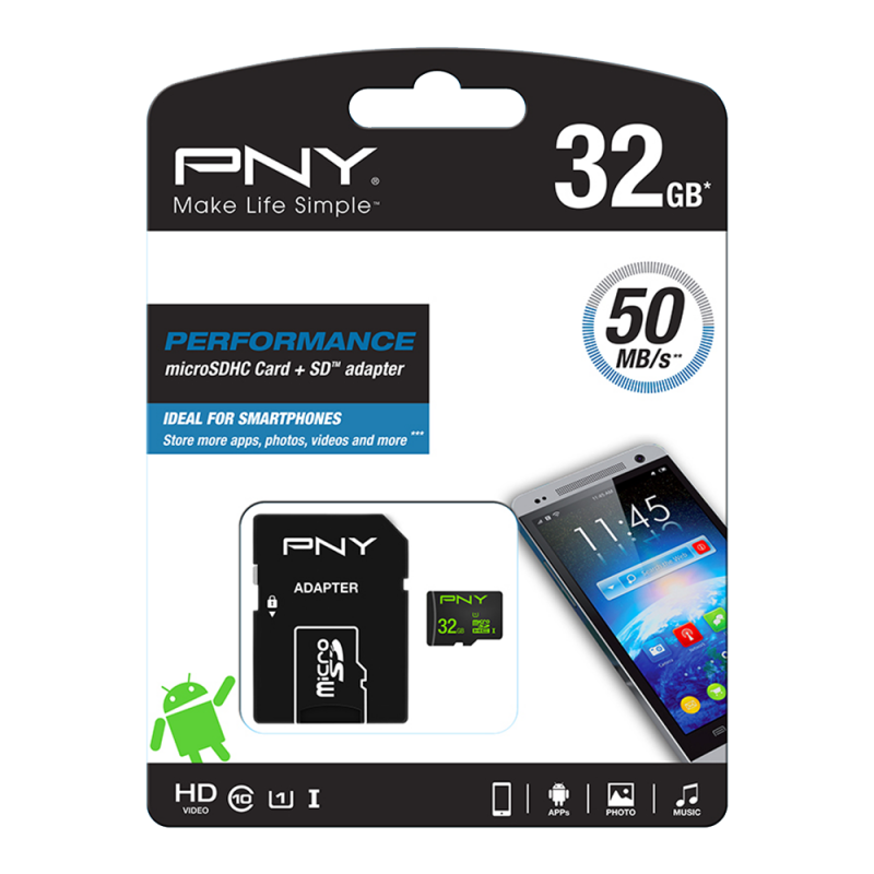PNY MicroSDHC Performance 50MB/s 32GB Memory Card