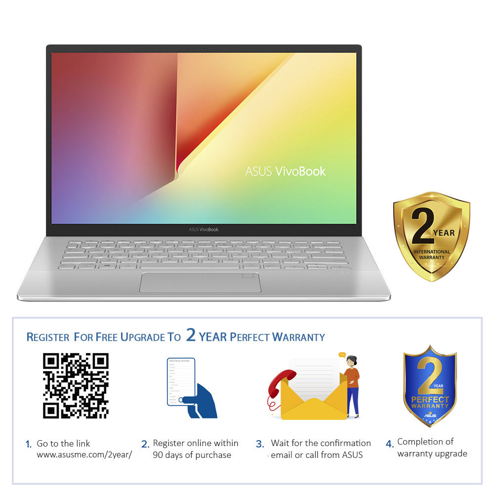 Asus VivoBook 14 A420UA i3 4GB, 128GB 14" Laptop, Transparent Silver