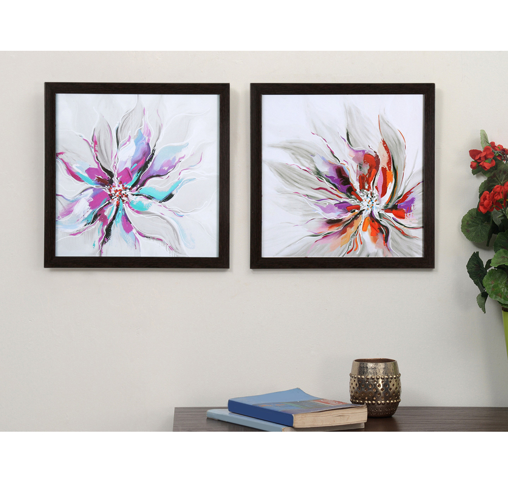 Buy Flower Painting 32X32CM Set Of 2 SeaGreen Online At Home